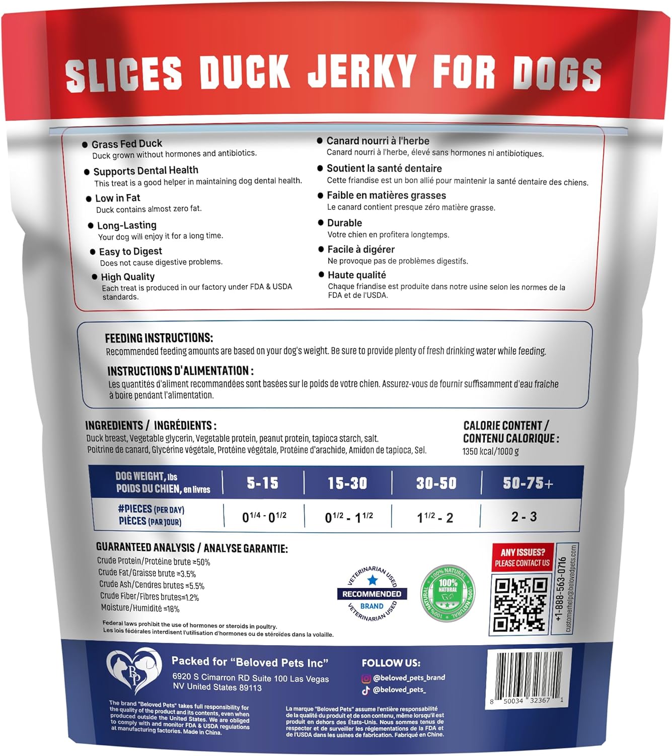 Duck Jerky Dog Treats - Human Grade Pet Snacks - Natural High Protein Meat Dried Strips - Best Chews for Training Small & Large Dogs - Bulk Soft Pack