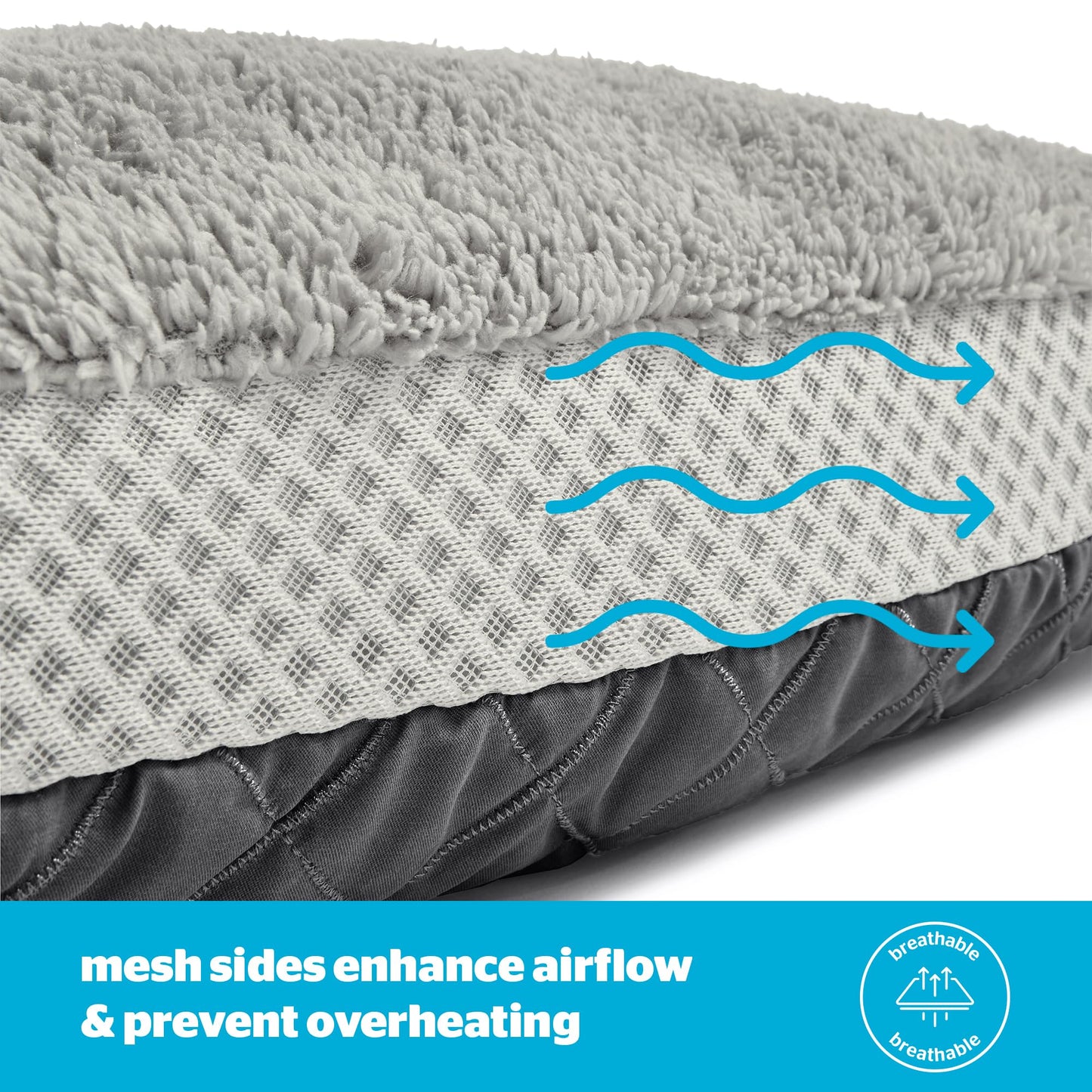Silentnight Airmax Dog Bed – Medium Dog Pet Bed with Removable and Reversible Cushion, Mesh Sides to Prevent Overheating and Non-Slip Base – Easy Clean Machine Washable – 75 x 58 x 19cm – Medium