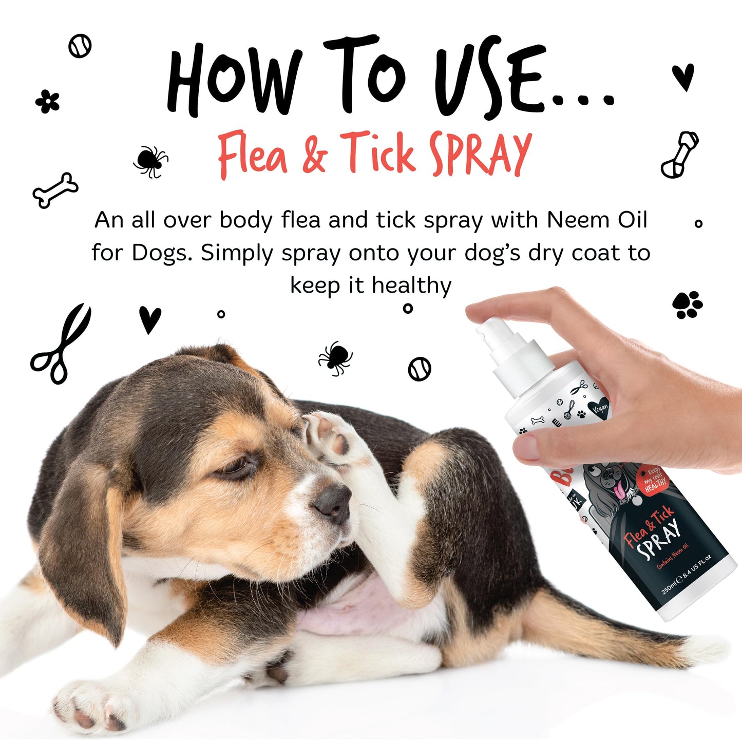 Flea and Tick Dog Shampoo by Bugalugs, Works on Smelly Puppies & Dogs, Contains Neem Oil PH Balanced Vegan Used by Professional Groom (Shampoo 500ml)