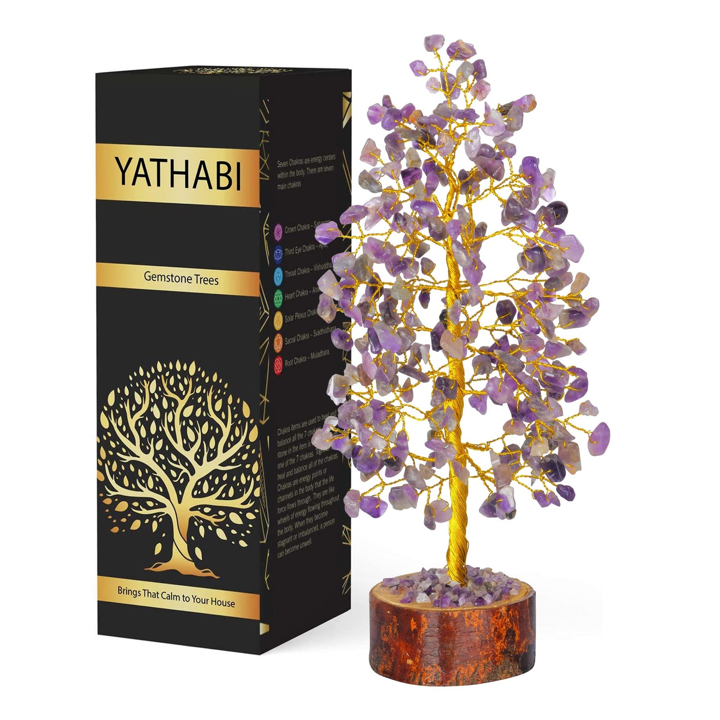 Tree of Life Gemstone Bonsai - Artificial Home and Office Decor, Spiritual Gift With Chakra Stones, Love Stone, Positive Energy - Crystal Rose Quartz