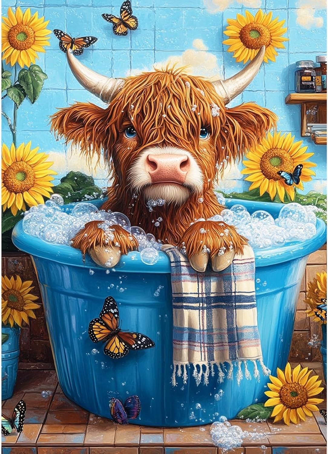 cdsnxore Diamond Painting Kits for Adults, Animal Cow Diamond Art Kits for Adults Beginners, Diamond Arts Kits for Home Wall Decor 12 x 12 Inch (286)