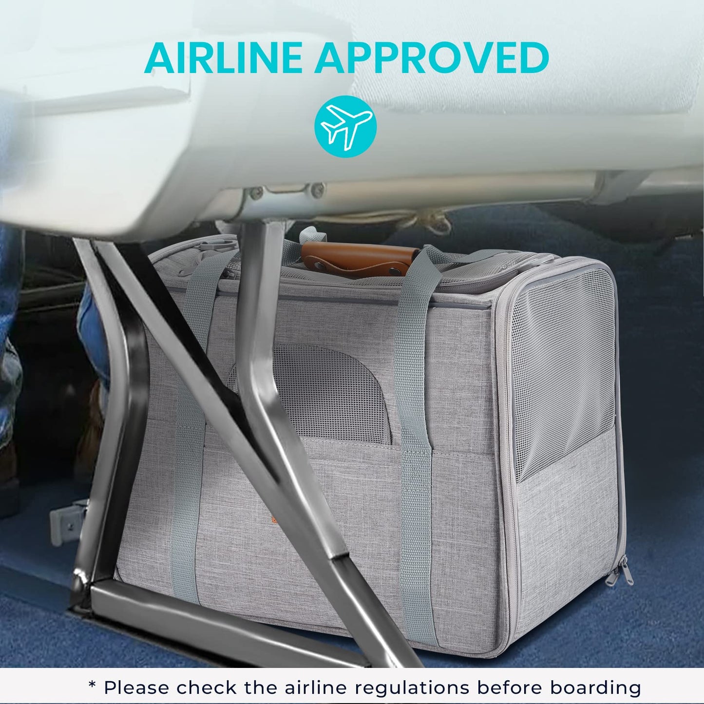 Morpilot Portable Pet Carrier Bag, Top Opening, Removable Mat and Breathable Mesh, Foldable Transport Carrier for Dogs and Cats, with Shoulder Strap and Pet Bowl
