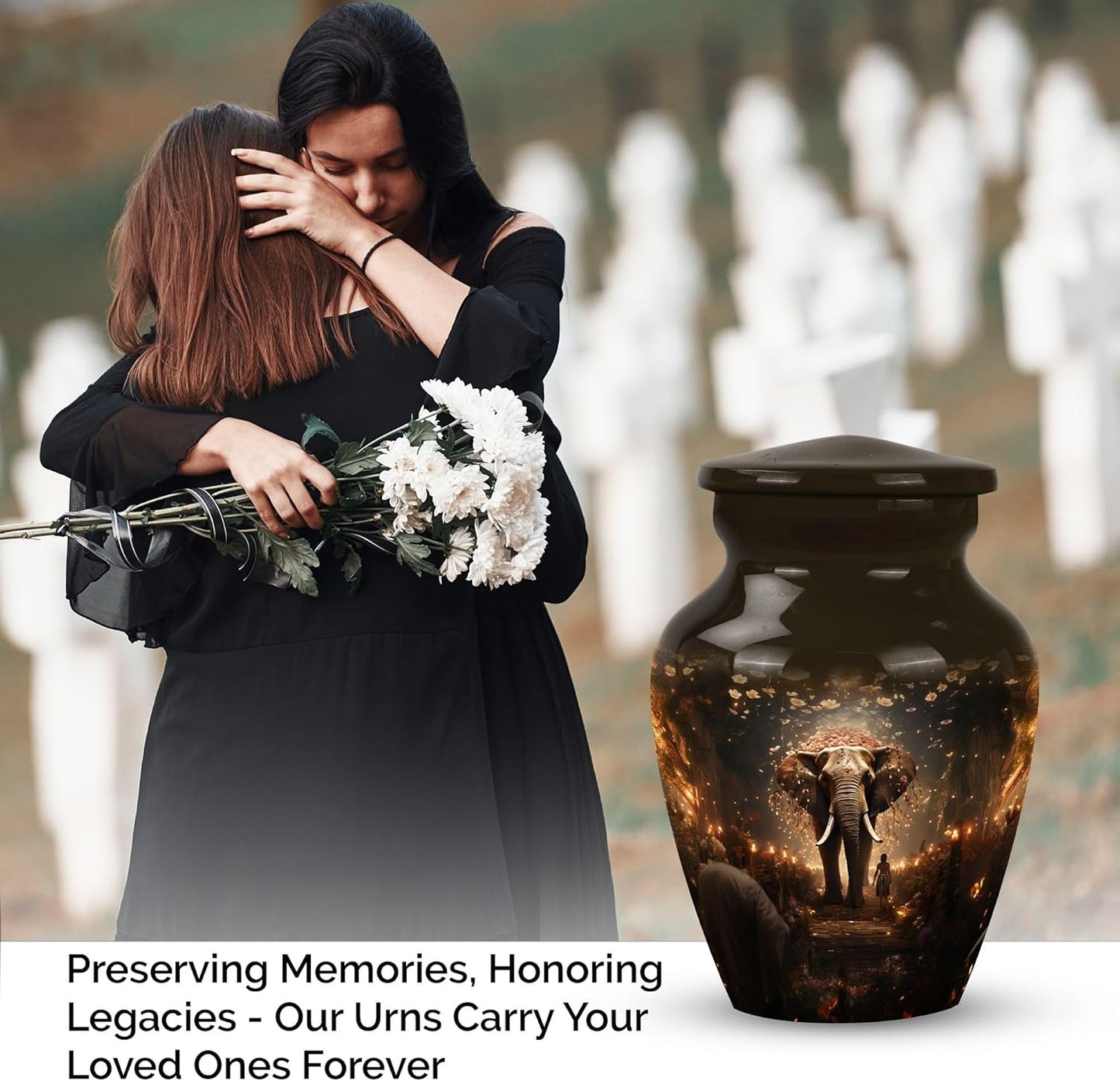 YASUBJAG Dove Urn - Aluminium Cremation Urn for Adults, Multicolor, Birds Pattern, 10 Inch