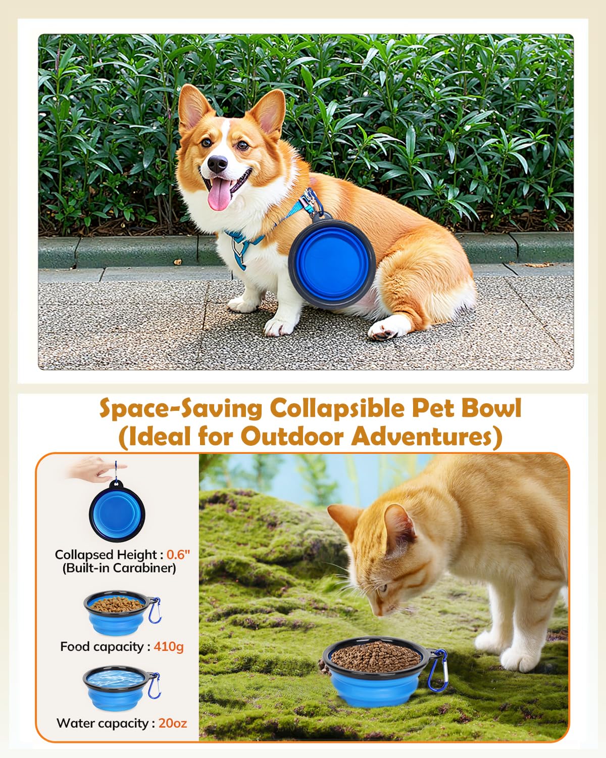 Morpilot Portable Pet Carrier Bag, Top Opening, Removable Mat and Breathable Mesh, Foldable Transport Carrier for Dogs and Cats, with Shoulder Strap and Pet Bowl
