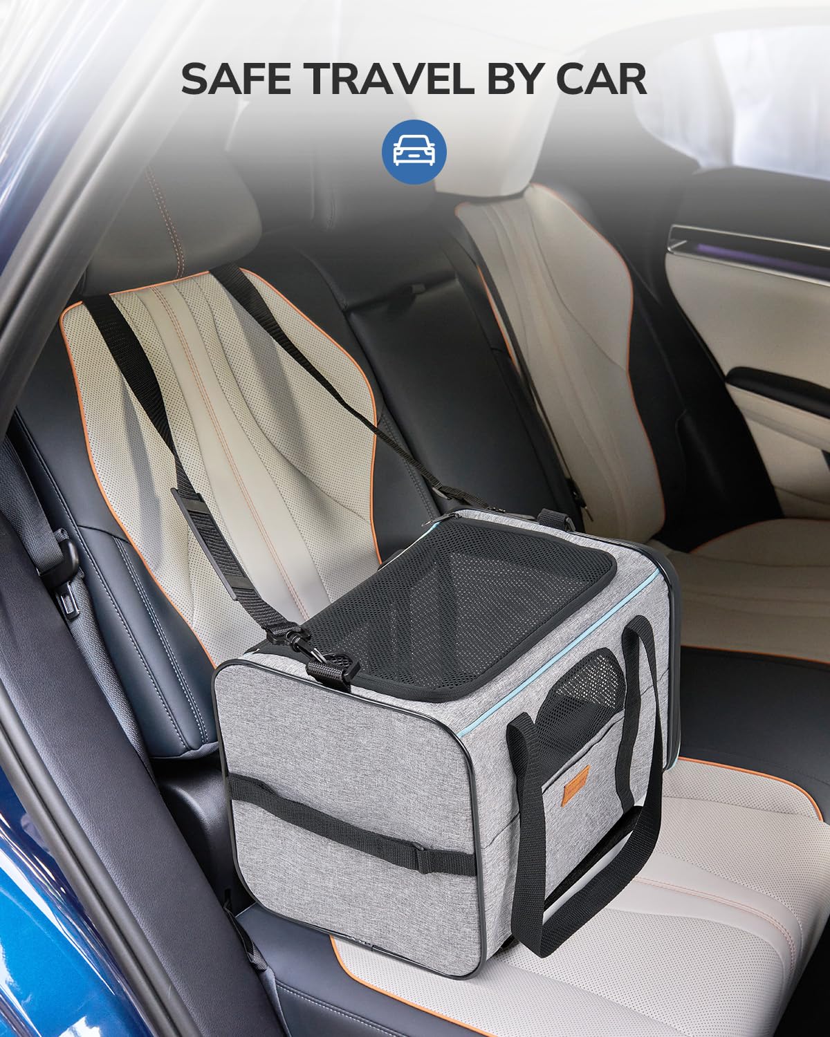 Morpilot Portable Pet Carrier Bag, Top Opening, Removable Mat and Breathable Mesh, Foldable Transport Carrier for Dogs and Cats, with Shoulder Strap and Pet Bowl
