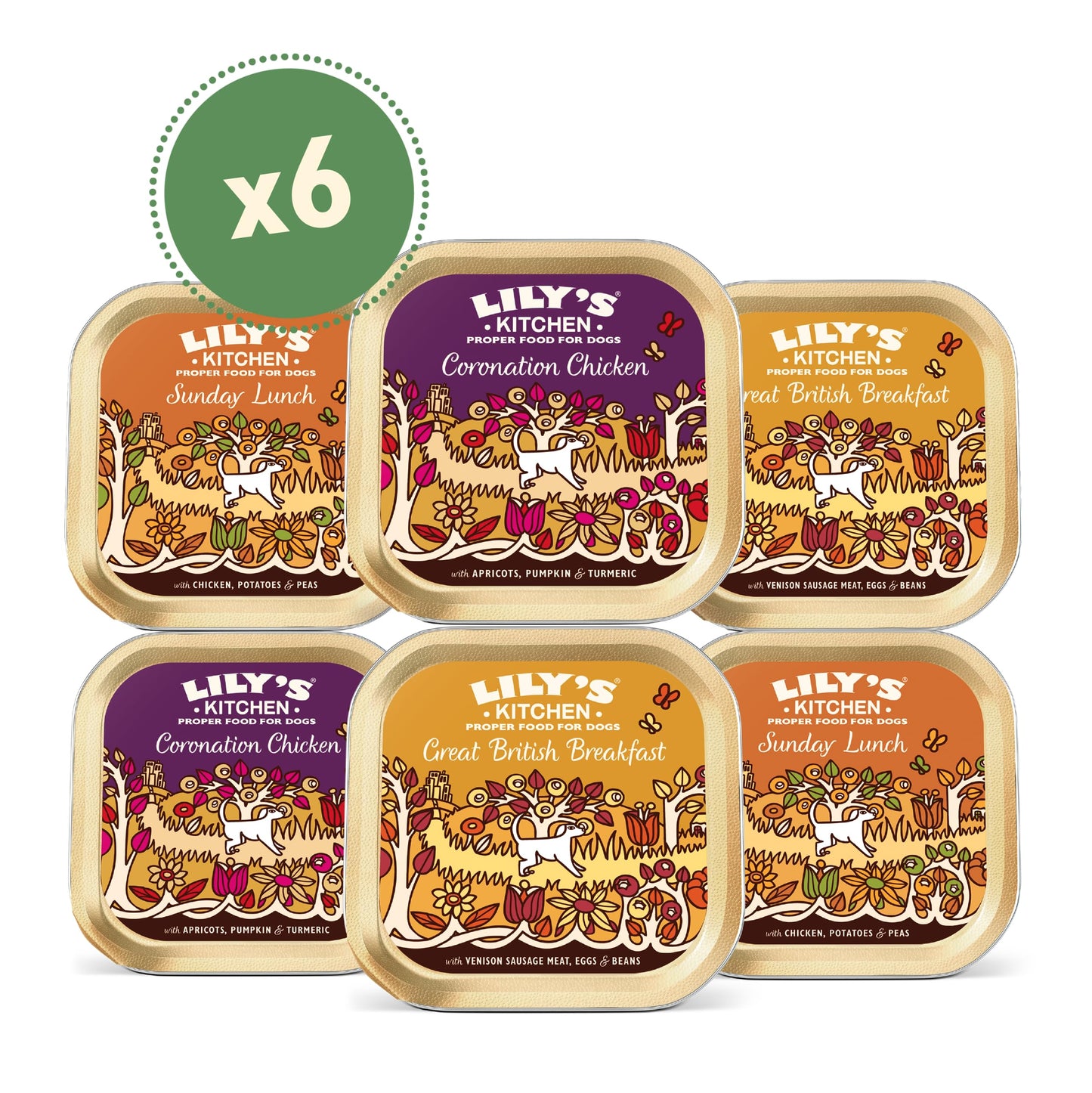 Lily's Kitchen Natural Adult Dog Food Wet Trays - Classic Dinners Multipack - Chicken, Lamb & Beef - Complete Meal Recipes