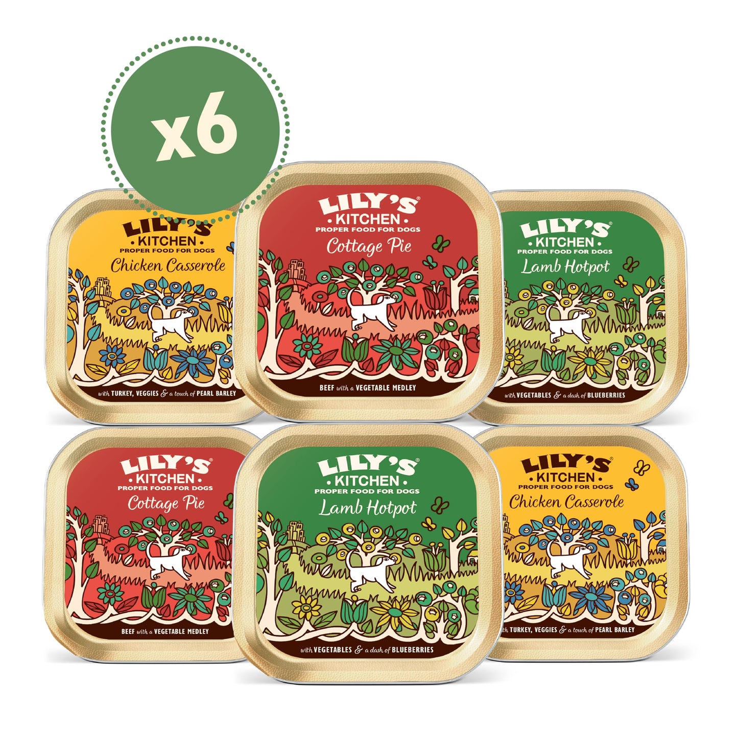 Lily's Kitchen Natural Adult Dog Food Wet Trays - Classic Dinners Multipack - Chicken, Lamb & Beef - Complete Meal Recipes