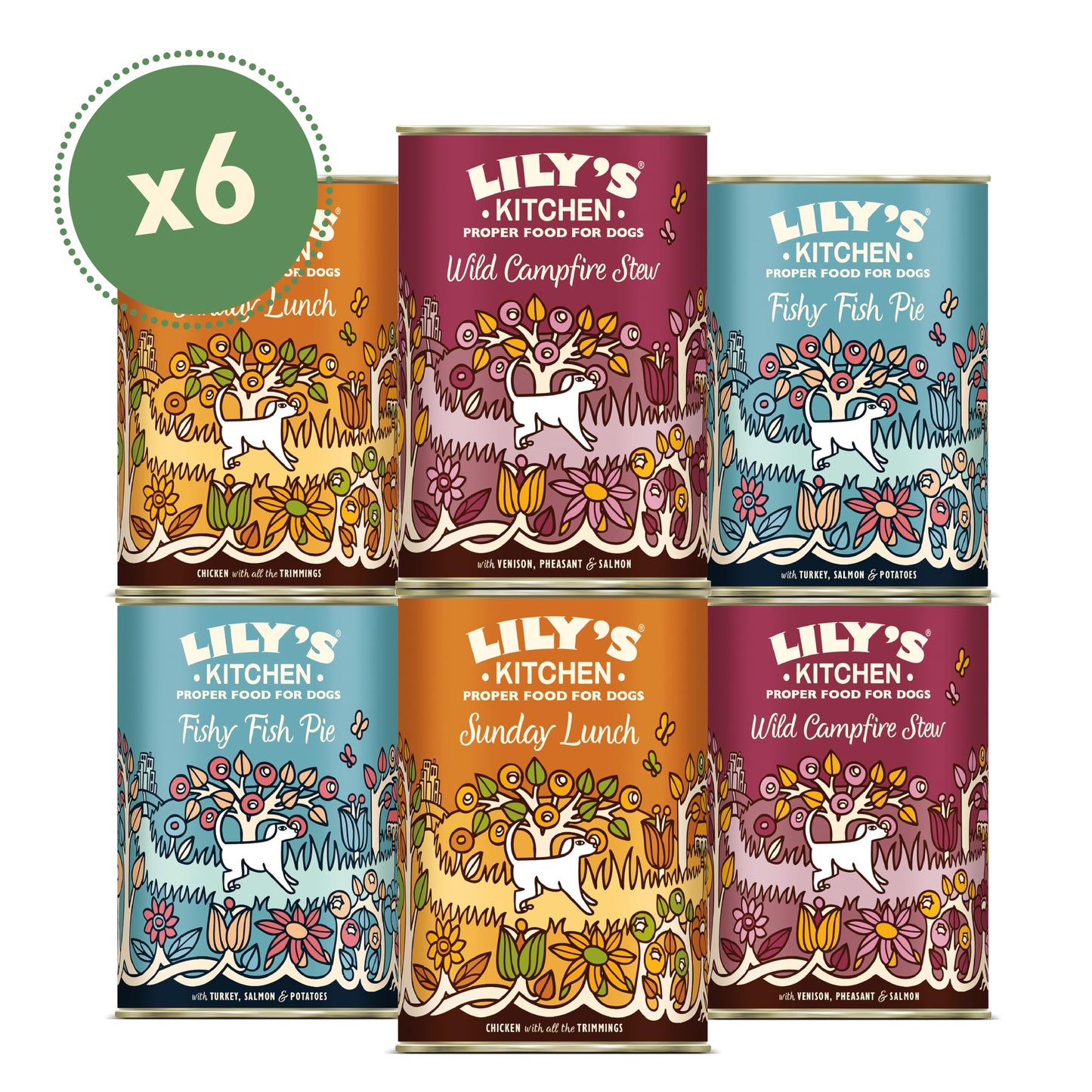 Lily's Kitchen Natural Adult Wet Dog Food Tins Grain-Free Recipe Variety pack 400g