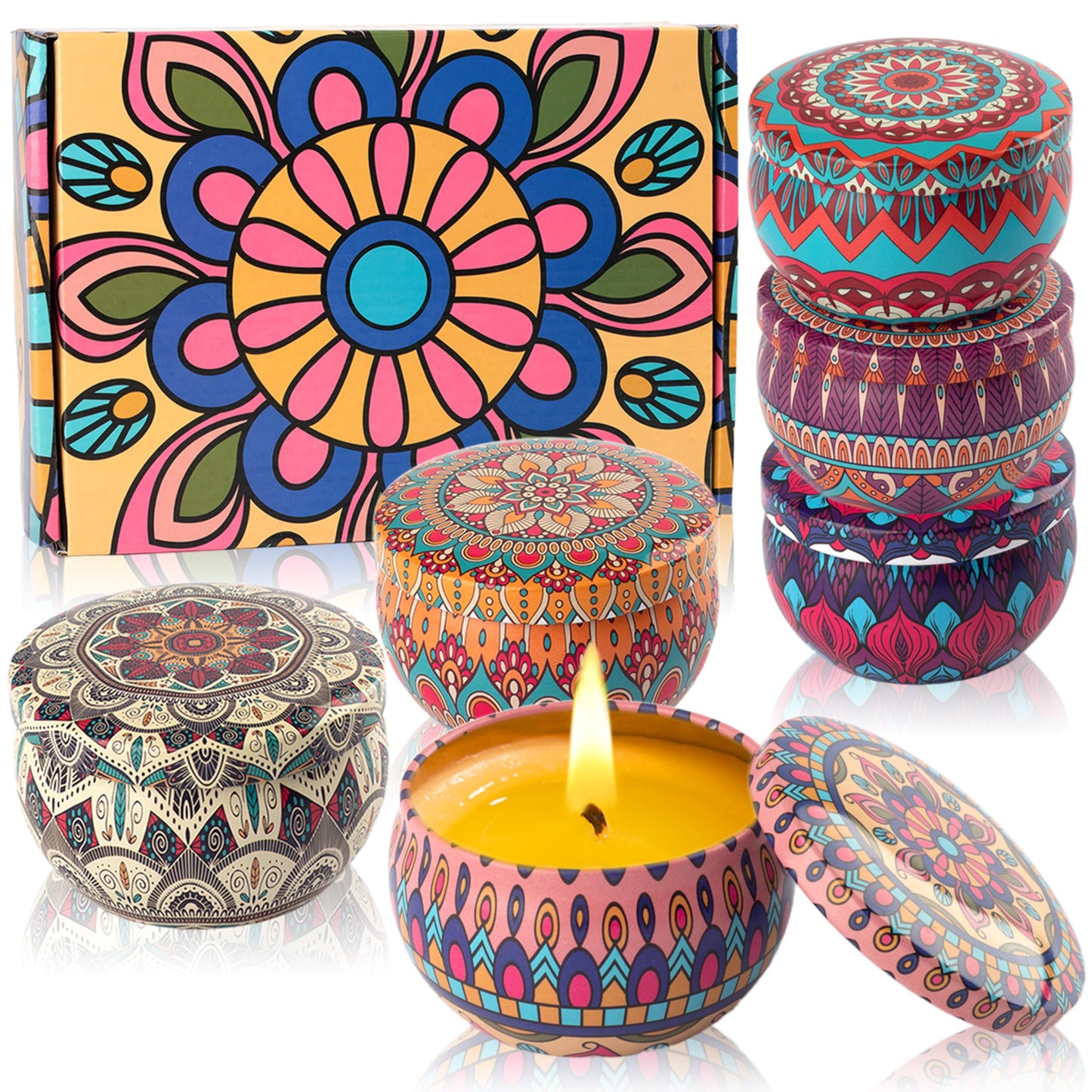 Auralome Scented Candles Sets for Women - Natural Soy Wax Aromatherapy Candle Small Gifts Long Burn Fragranced Aroma Candle Set of 4 4.4 Oz for Birthday Mum Teacher Mothers Day Christmas Diwali Bath