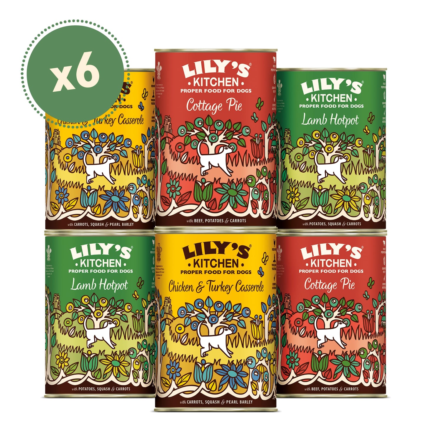 Lily's Kitchen Natural Adult Wet Dog Food Tins Grain-Free Recipe Variety pack 400g