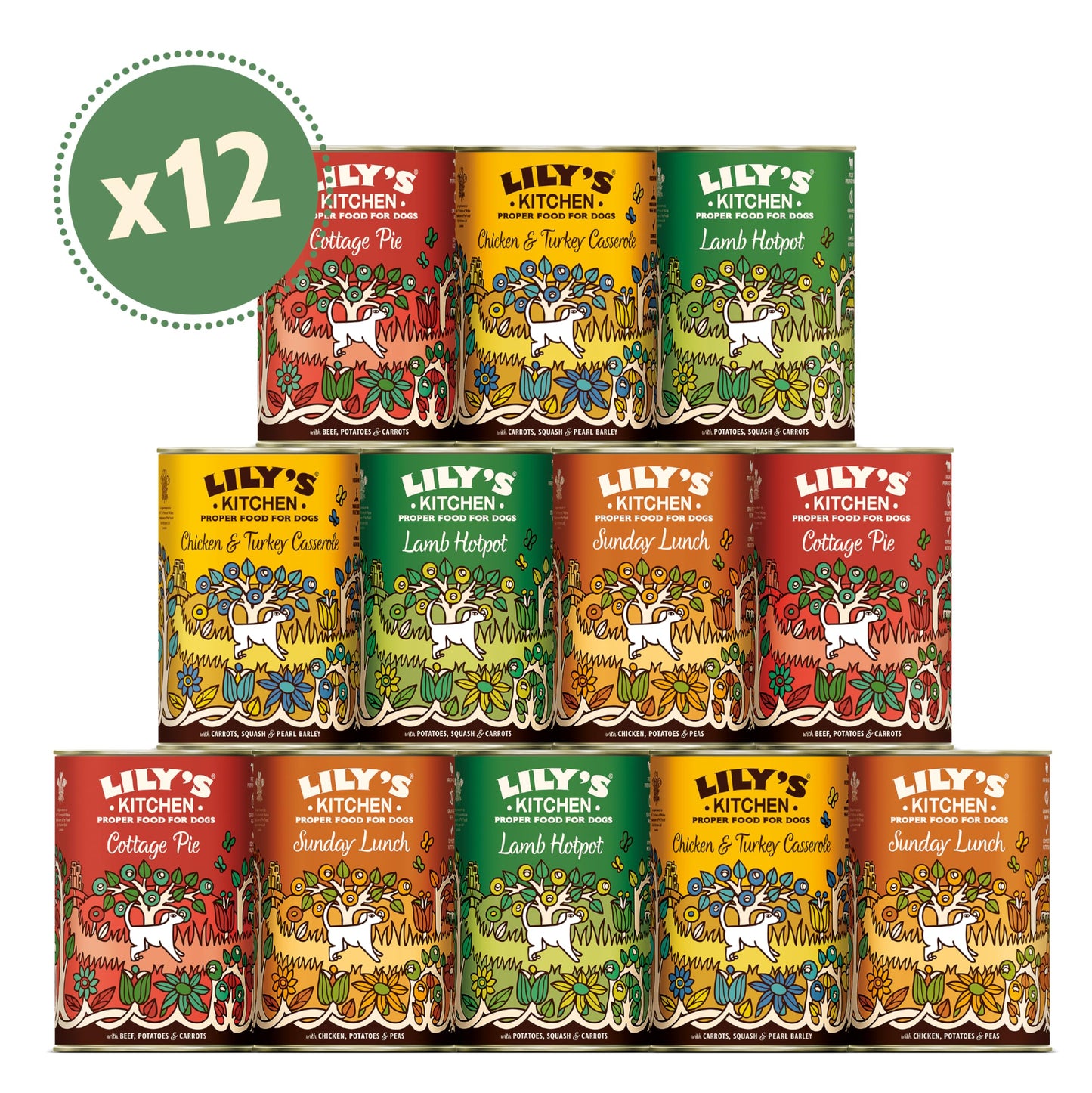 Lily's Kitchen Natural Adult Wet Dog Food Tins Grain-Free Recipe Variety pack 400g
