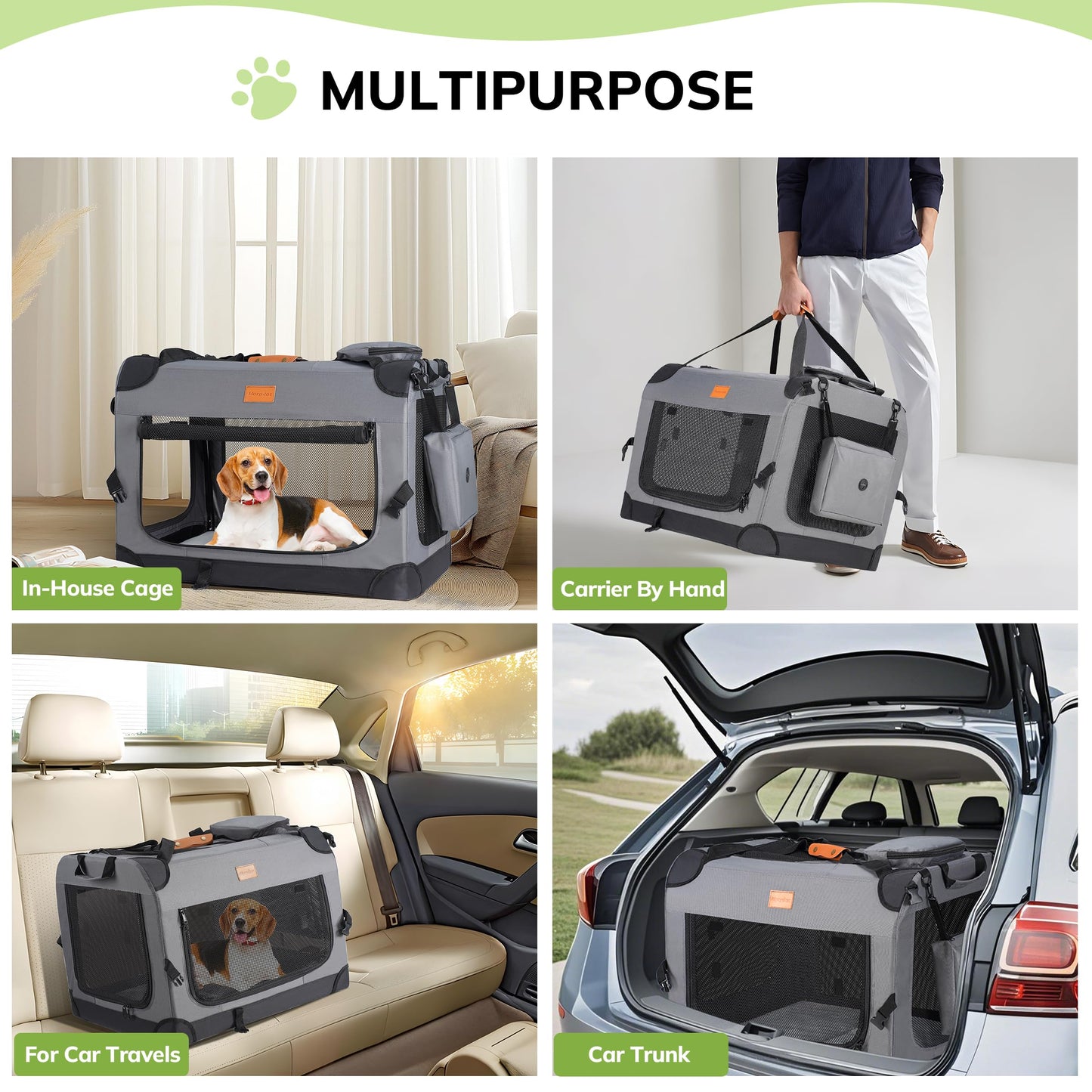 Morpilot Portable Pet Carrier Bag, Top Opening, Removable Mat and Breathable Mesh, Foldable Transport Carrier for Dogs and Cats, with Shoulder Strap and Pet Bowl