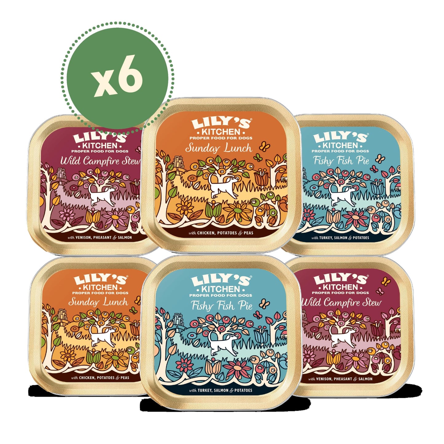 Lily's Kitchen Natural Adult Dog Food Wet Trays - Classic Dinners Multipack - Chicken, Lamb & Beef - Complete Meal Recipes