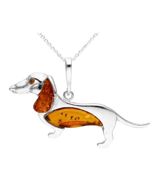 Designer Dashund Sterling Silver Pendant