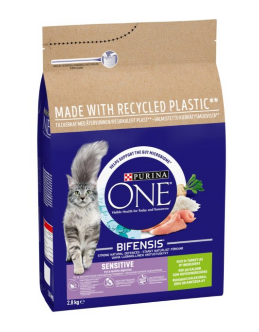 Purina One Adult Sensitive Cat Food Turkey 2.8kg