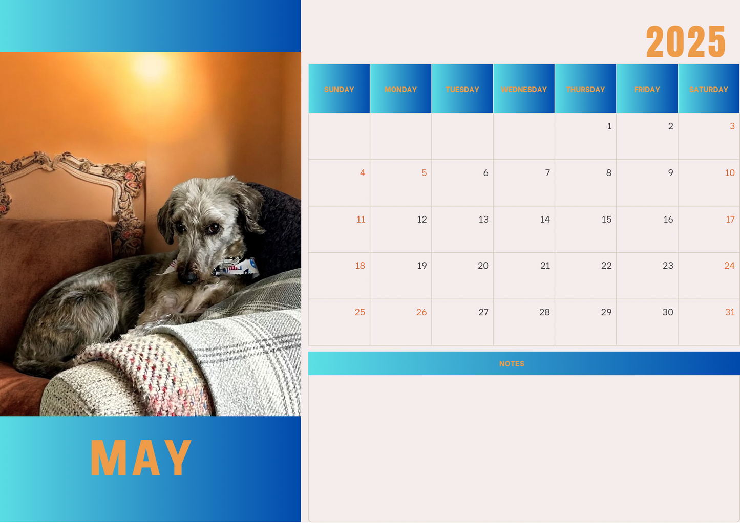 Dogs calendars 2025 A4 landscape