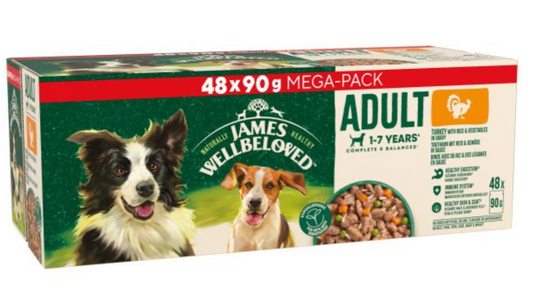 James Wellbeloved Adult Turkey in Gravy 48 x 90g
