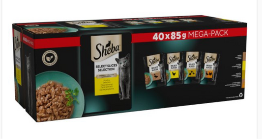 Sheba Select Slice Poultry Collection in Gravy Pouches 40 x 85g