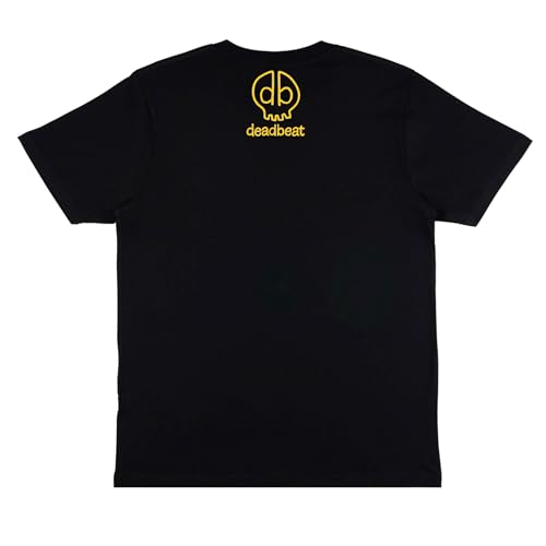 DB DEADBEAT Lucky Cat Rock and Roll Motif Screen Printed Eco-Friendly Unisex Black T-Shirt for Men, Women and Teens