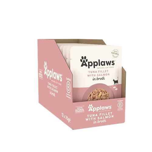 Applaws 100% Natural Wet Cat Food, Pouch Multipack Chicken Selection in Broth, 70 g (12 x 70 g Pouches)
