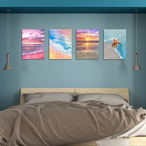 Muzagroo Art 5D Diamond Painting Kits for Adults, DIY Diamond Art Kits for Beginners, Turtle Diamond Dot Kits Gem Arts and Crafts for Living Room, Gem Painting Bedroom 4 PCS Wall Art