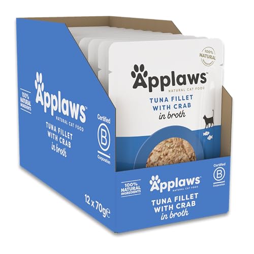 Applaws 100% Natural Wet Cat Food, Pouch Multipack Chicken Selection in Broth, 70 g (12 x 70 g Pouches)