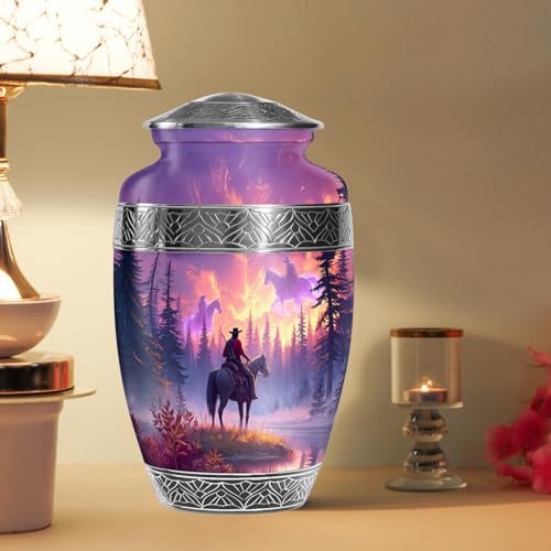 Cowboys Urns for Human Ashes Adult Female and Male, Decorative Cremation Urns for Human Ashes, (Classic Large, 10 Inch)