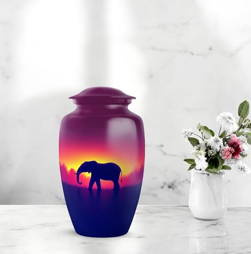 YATHABHISA Mini Urns Human Ashes with Elephant, Keepsake Small Urn for Cremation Ash Container, Memorial Gift for Everyone, Combo, Orange, 3 Inch (Set of 2)