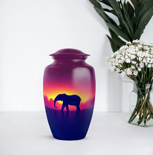 YATHABHISA Mini Urns Human Ashes with Elephant, Keepsake Small Urn for Cremation Ash Container, Memorial Gift for Everyone, Combo, Orange, 3 Inch (Set of 2)