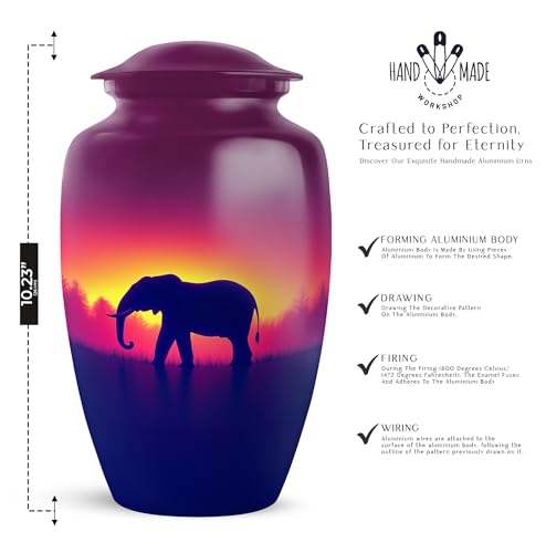 YATHABHISA Mini Urns Human Ashes with Elephant, Keepsake Small Urn for Cremation Ash Container, Memorial Gift for Everyone, Combo, Orange, 3 Inch (Set of 2)