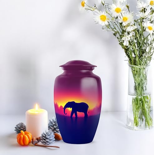 YATHABHISA Mini Urns Human Ashes with Elephant, Keepsake Small Urn for Cremation Ash Container, Memorial Gift for Everyone, Combo, Orange, 3 Inch (Set of 2)