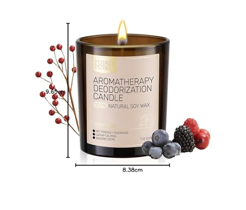 Furry Purr Pet Odor Eliminator Candle, Natural Soy Wax Candles with Catnip Essential Oil, Pet-Friendly Candles for Home Scented, Pet Lover Gifts, 60-Hour Burn Time, Lily of The Valley Fragrance, 7 oz