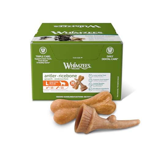 WHIMZEES By Wellness Rice Bone, Dog Dental Sticks, 9 Pieces, Size M/L, Dog Chews for Medium to Large Breeds, Natural, Gluten-Free, Rawhide-Free, Vegetarian