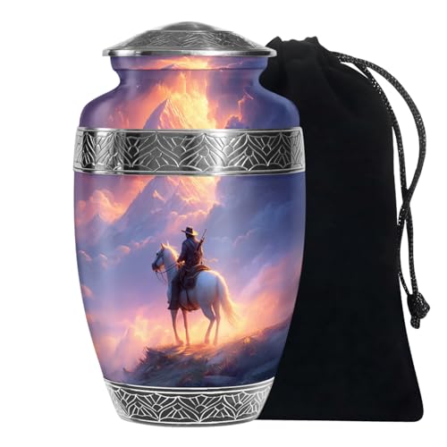 Cowboys Urns for Human Ashes Adult Female and Male, Decorative Cremation Urns for Human Ashes, (Classic Large, 10 Inch)