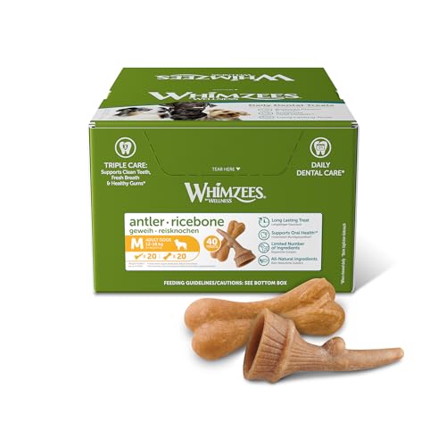 WHIMZEES By Wellness Rice Bone, Dog Dental Sticks, 9 Pieces, Size M/L, Dog Chews for Medium to Large Breeds, Natural, Gluten-Free, Rawhide-Free, Vegetarian