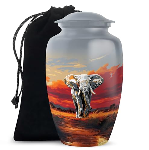 YATHABHISA Mini Urns Human Ashes with Elephant, Keepsake Small Urn for Cremation Ash Container, Memorial Gift for Everyone, Combo, Orange, 3 Inch (Set of 2)