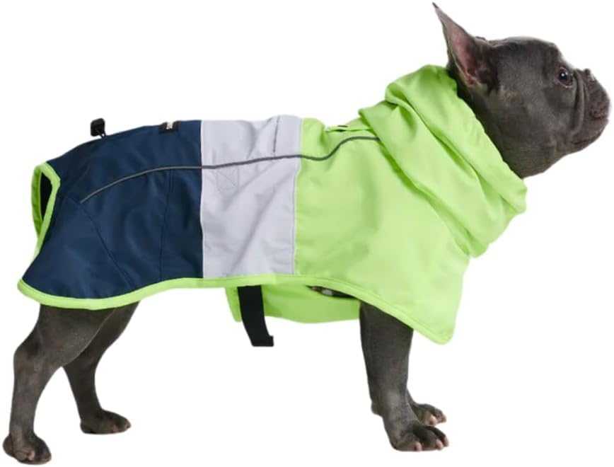 Spark Paws Dog Raincoat, Waterproof Windproof Rain Jacket, For Small Medium Large Extra Large Dogs, Reflective Breathable Full-body Coverage Dry Suit - Neon White Navy Blue, 2XL