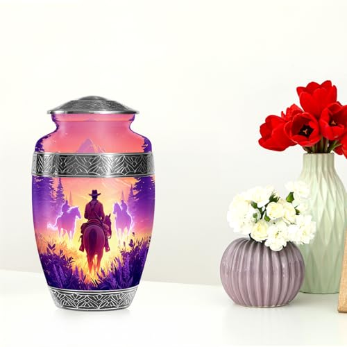 Cowboys Urns for Human Ashes Adult Female and Male, Decorative Cremation Urns for Human Ashes, (Classic Large, 10 Inch)