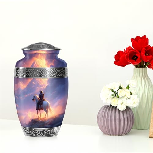 Cowboys Urns for Human Ashes Adult Female and Male, Decorative Cremation Urns for Human Ashes, (Classic Large, 10 Inch)