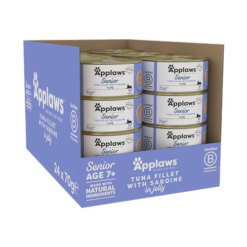 Applaws Natural Senior Wet Cat Food, Chicken in a Soft Mousse 70g Tin (Pack of 24 x 70g Tins)