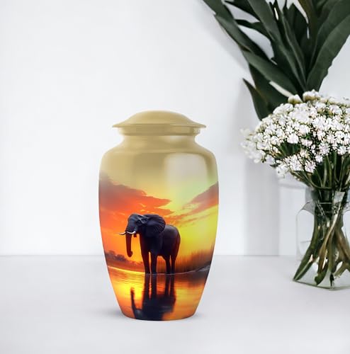 YATHABHISA Mini Urns Human Ashes with Elephant, Keepsake Small Urn for Cremation Ash Container, Memorial Gift for Everyone, Combo, Orange, 3 Inch (Set of 2)
