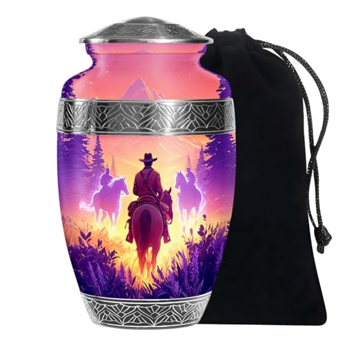 Cowboys Urns for Human Ashes Adult Female and Male, Decorative Cremation Urns for Human Ashes, (Classic Large, 10 Inch)