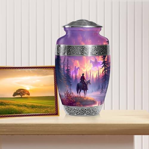 Cowboys Urns for Human Ashes Adult Female and Male, Decorative Cremation Urns for Human Ashes, (Classic Large, 10 Inch)