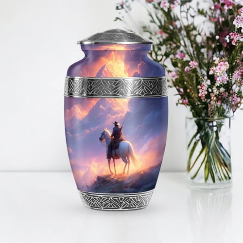 Cowboys Urns for Human Ashes Adult Female and Male, Decorative Cremation Urns for Human Ashes, (Classic Large, 10 Inch)
