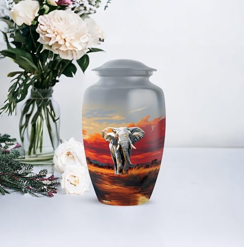 YATHABHISA Mini Urns Human Ashes with Elephant, Keepsake Small Urn for Cremation Ash Container, Memorial Gift for Everyone, Combo, Orange, 3 Inch (Set of 2)