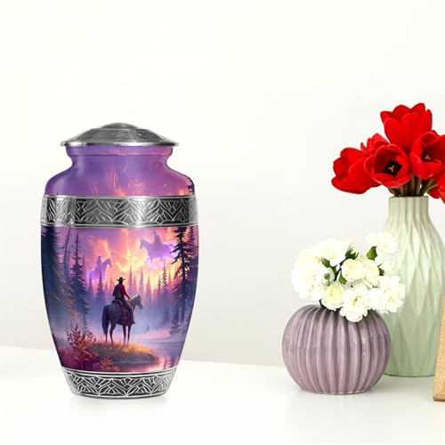 Cowboys Urns for Human Ashes Adult Female and Male, Decorative Cremation Urns for Human Ashes, (Classic Large, 10 Inch)
