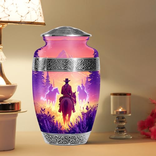 Cowboys Urns for Human Ashes Adult Female and Male, Decorative Cremation Urns for Human Ashes, (Classic Large, 10 Inch)