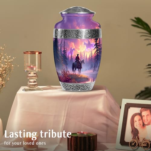 Cowboys Urns for Human Ashes Adult Female and Male, Decorative Cremation Urns for Human Ashes, (Classic Large, 10 Inch)