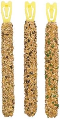 UbiPet 2x packs of Budgies Crackers Trio-Mix (6 sticks in total - including Sesame Seeds, Paprica, Kiwi, Egg, Apricot, Honey, Lemon) with Info Card