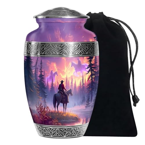 Cowboys Urns for Human Ashes Adult Female and Male, Decorative Cremation Urns for Human Ashes, (Classic Large, 10 Inch)